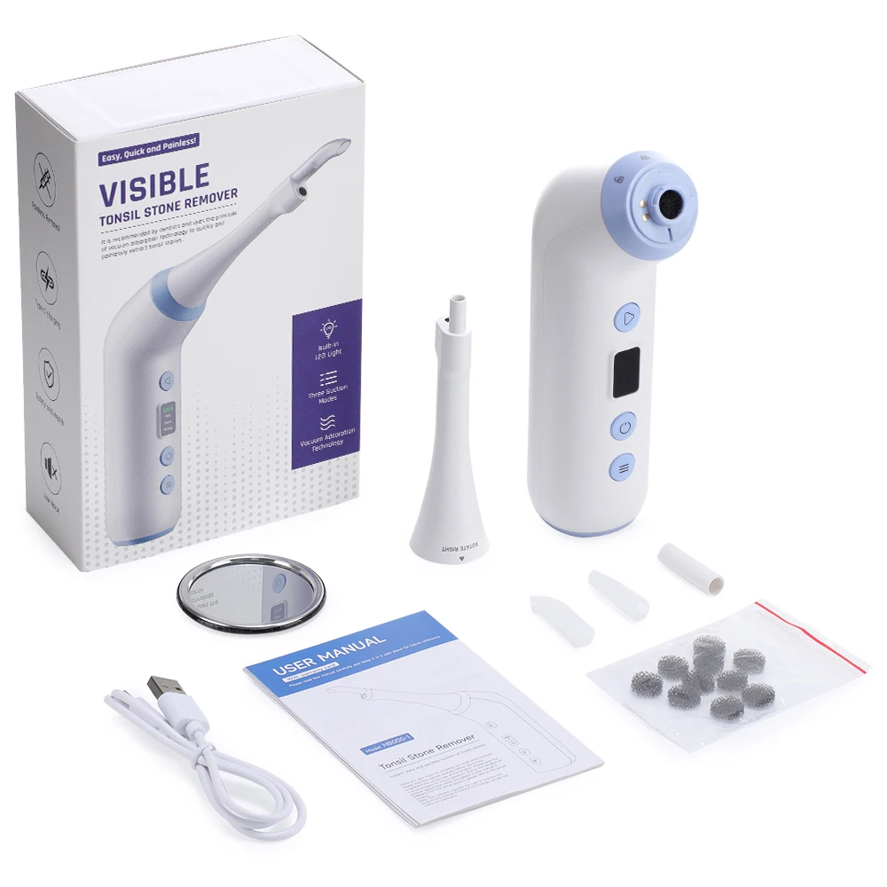 

Electric Visual Tonsil Stone Remover Kit with LED light HD Camera 3 Suction Modes Tonsil Stone Removal Fresher Mouth Oral Care