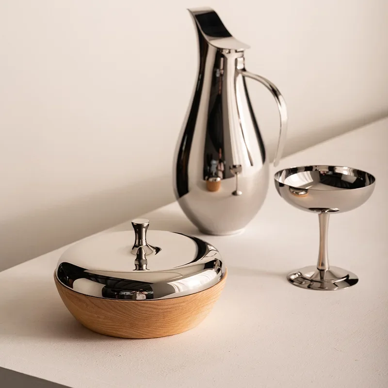 Stainless steel snack bowl simple home coffee table stainless steel storage bowl household dried fruit storage box ornament