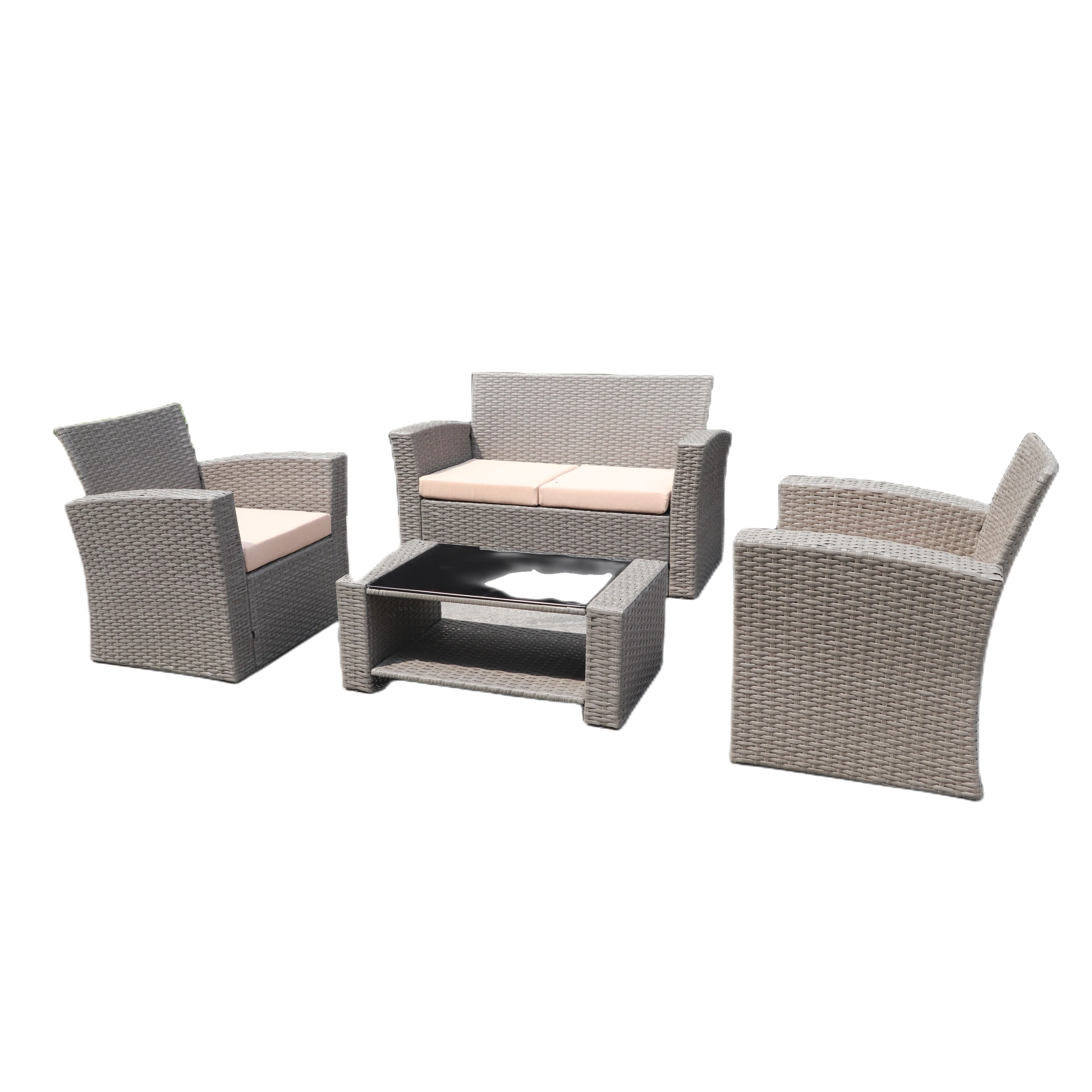 

Modern Outdoor Wicker Sofa Set Conversation Rattan Furniture for Dining with Steel Frame for Garden Sets