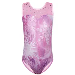 BAOHULU Girls Ballet Leotard Snowflake Print Gymnastics Leotard Teens Practice Outfit Dance Wear Ballerina Bodysuit Jumpsuit