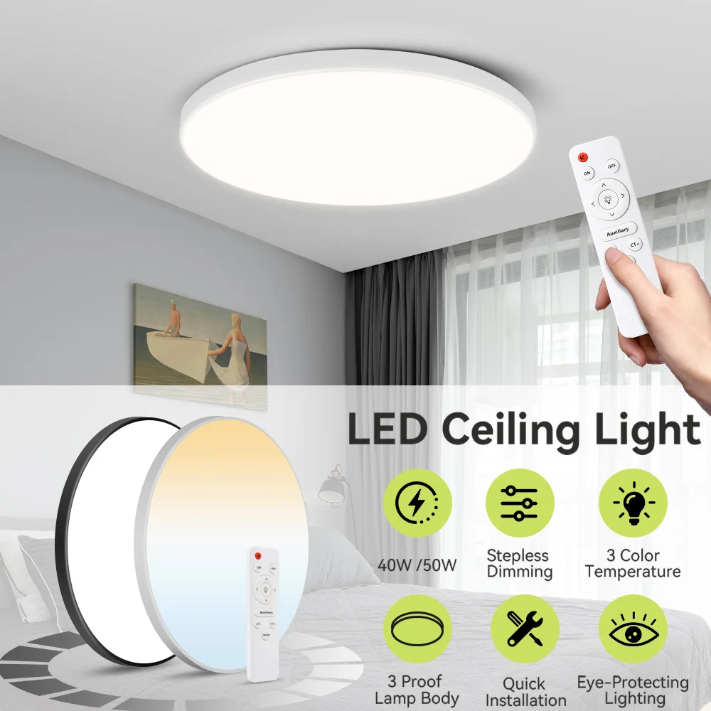 LED Ceiling Light Remote Control Dimmable Living Room Chandelier Bedroom Bathroom Fixture Ceiling 220v Led Lamp Kitchen Lighting