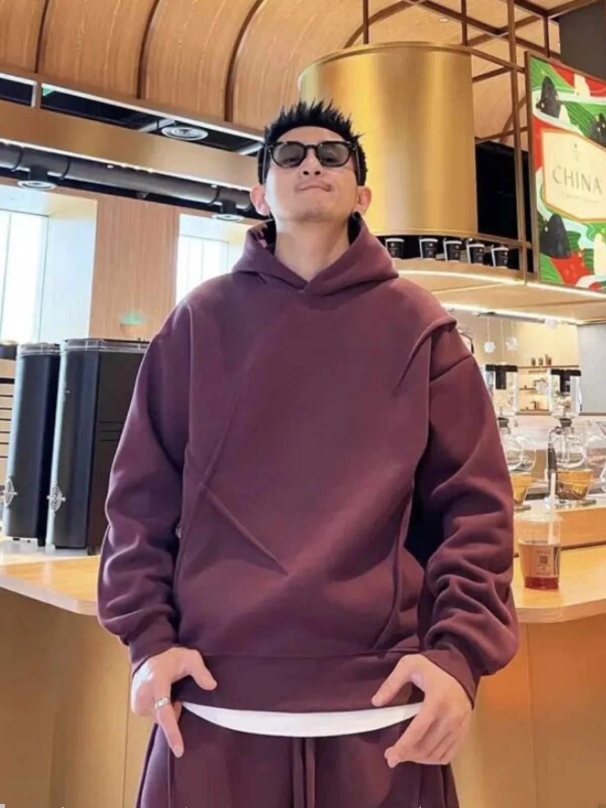 

Spring Autumn Men's Faionable Spor Casual Set Simple Color Couple Hoodie Sweatpants Long Sve Youth Winter Wear