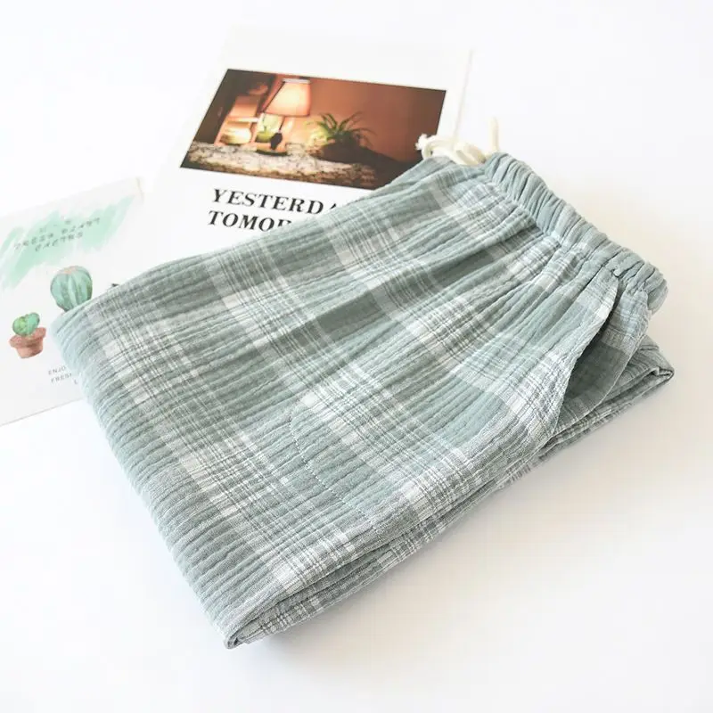 2024 New Style Trending Cotton Plaid Trousers Home Furnishing Cotton Panties Pajamas Cotton Men Sleeping Down Home Wear R111