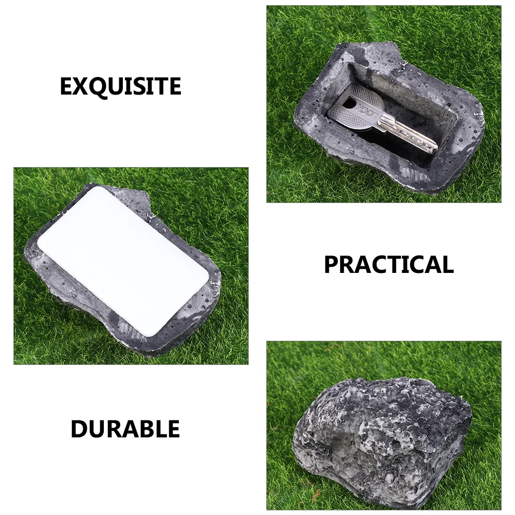 2pcs Resin Key Box Stone Like Safe Outdoor Hidden Key Holder Decorative Rock Storage DurabilitySpare House Saver