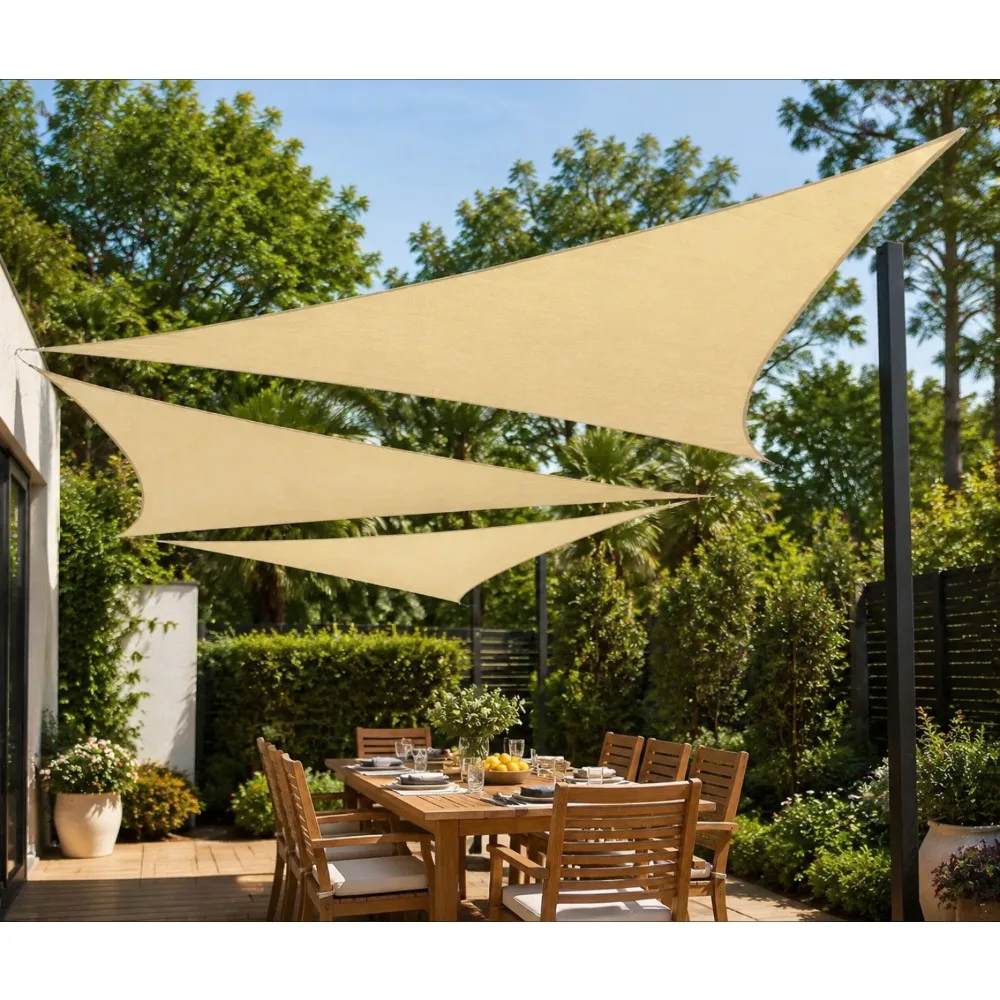 23' x 23' x 23' 200GSM Sun Shade Sail UPF50+ 95% UV Blockage Water & Air Permeable Canopy Awning