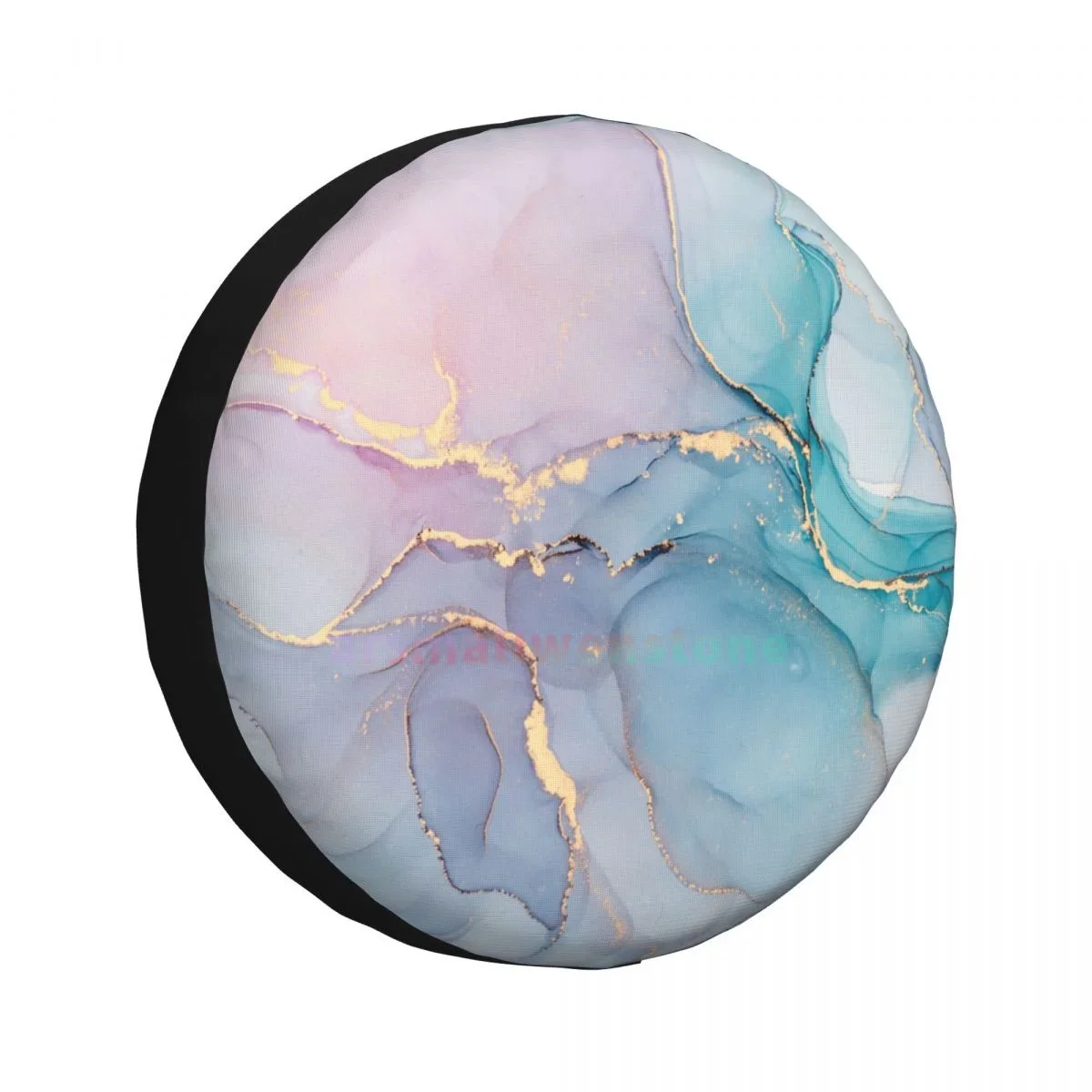 Abstract Teal Purple Gold Marble Anti-UV Tire Cover for Trailer RV SUV, Spare Tire Cover with Anti-Fouling Coating, 14-17 Inch