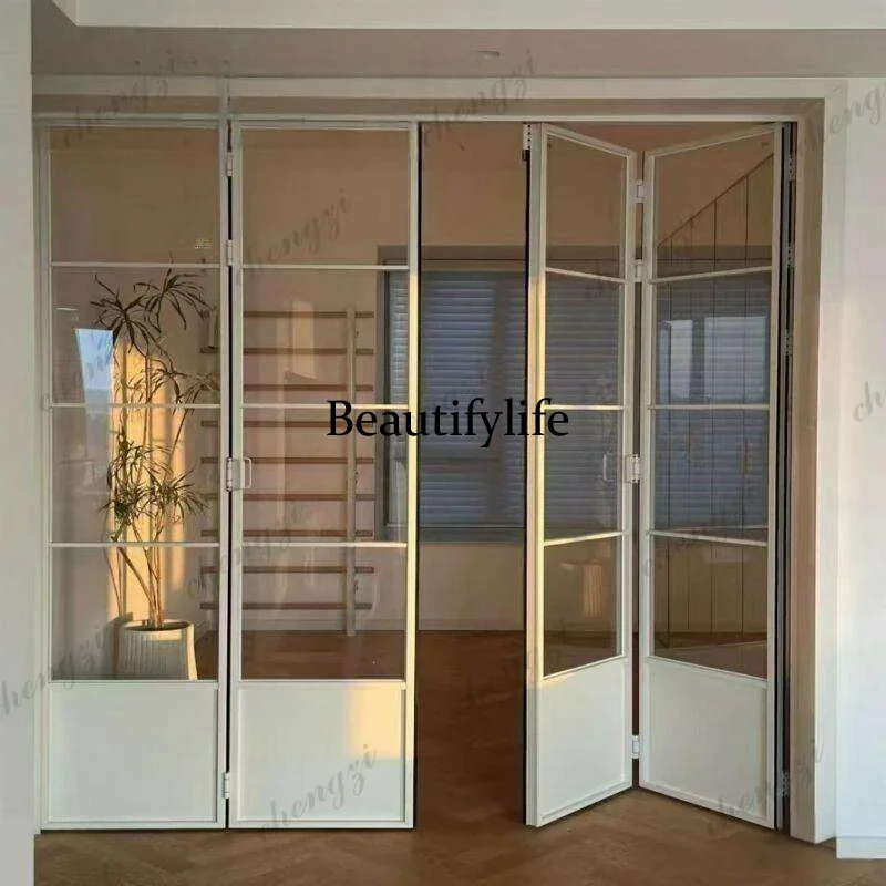TTT  Customization Wholesale Custom Aluminum Lightweight Soundproof Glass Double-Fold Doors Panoramic Folding Door