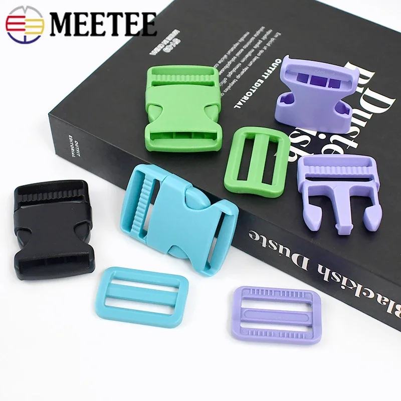 2/5Sets Meetee 32/38mm Backpack Buckles Plastic Hooks Closure Belt Release Buckle Tri-Glide Slider Ring Clip Strap Accessories