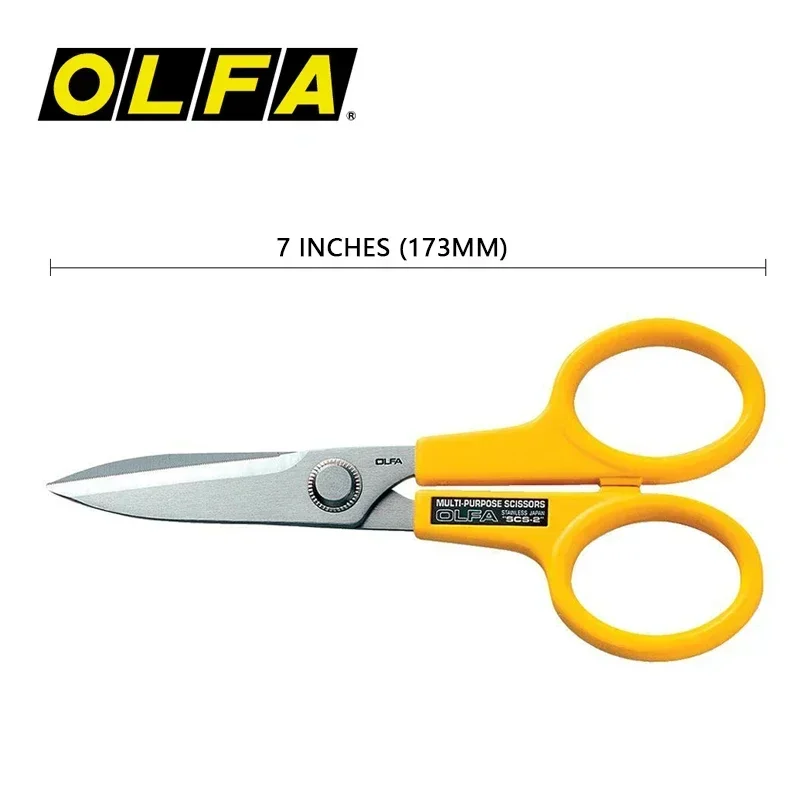 OLFA SCS-2 Fine Serrated Blade Multi-purpose Scissors Stainless Steel Antiskid Scissors Clipper Fabric Paper Cuttings Craft Tool
