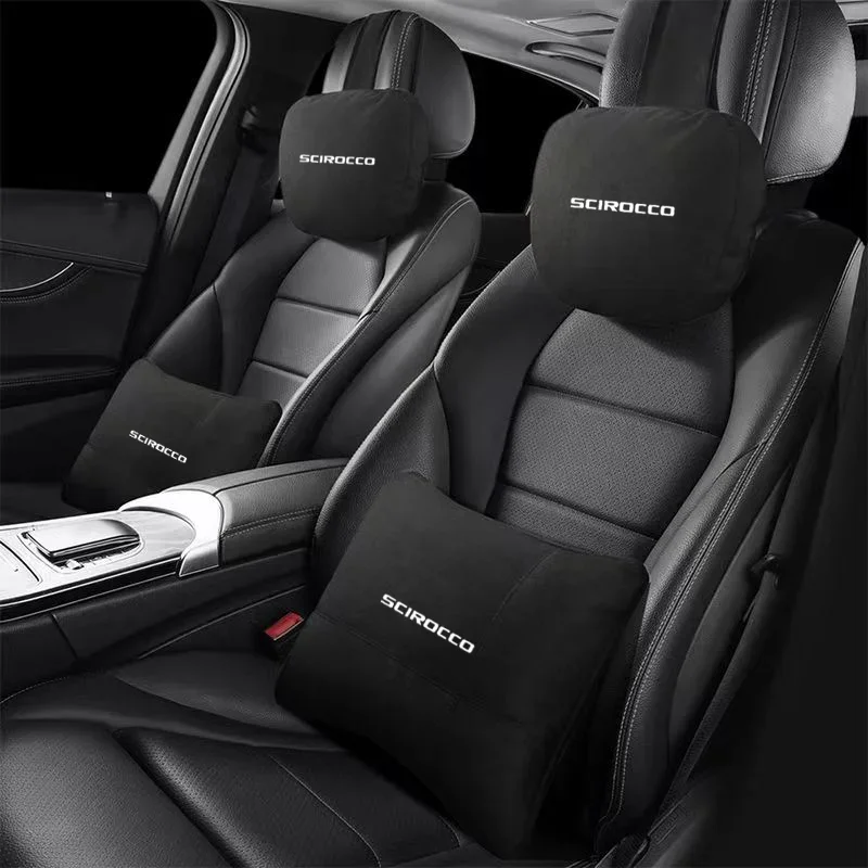 

Top Quality Car Headrest Neck Support Seat Soft Neck Pillow for SCIROCCO GTI R Logo Car Headrest Accessories