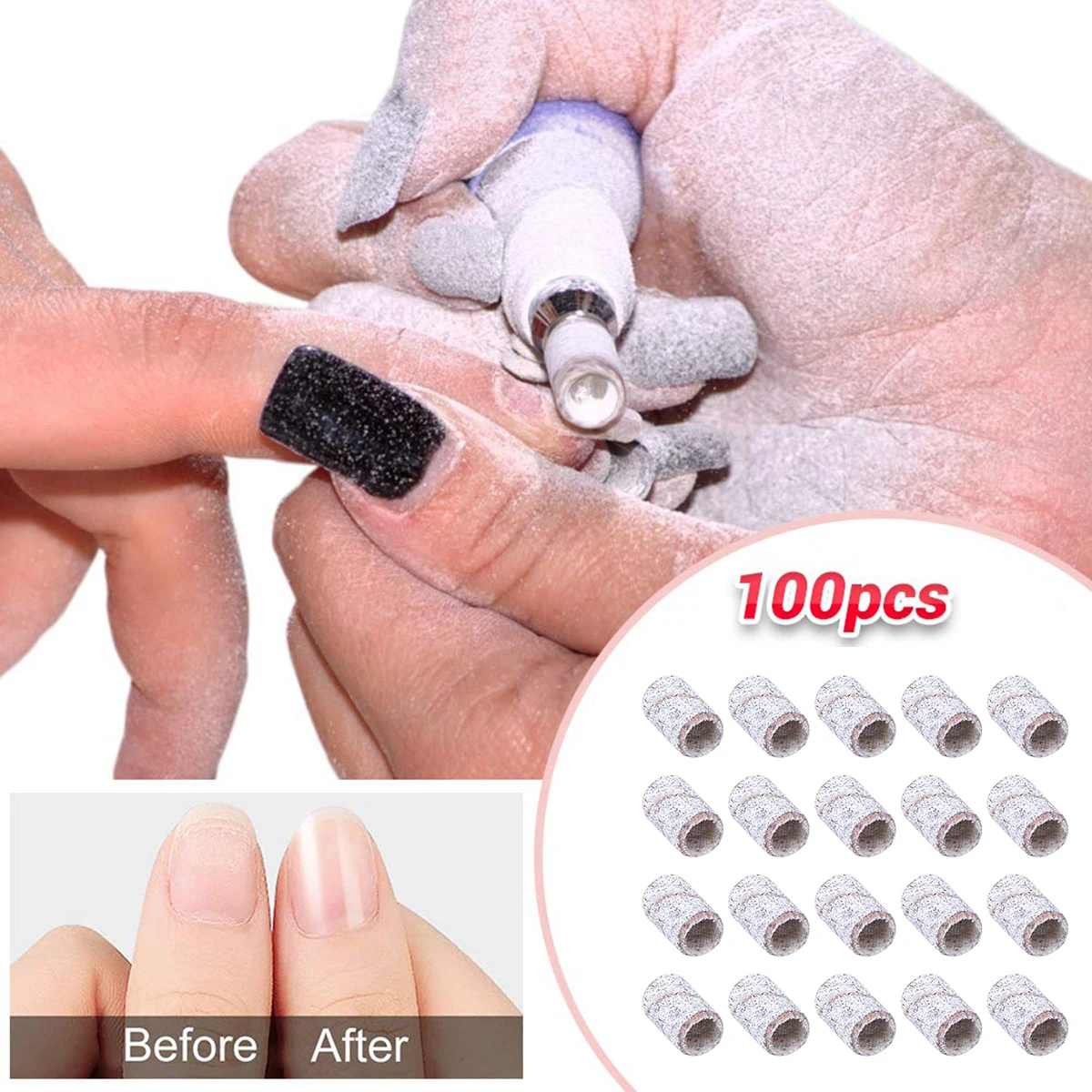 

100 Pcs S Nail Polishing Grinding Polisher S Rings Ideal Manicure Pedicure Natural Artificial Nails DIY