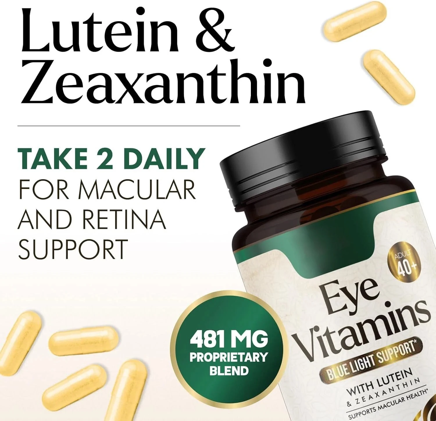

Eye Vitamins & Mineral Supplement, Supports Dry Eye Strain, Vision Health for Adults, Vegan Eye Care Pills & Minerals Supplement