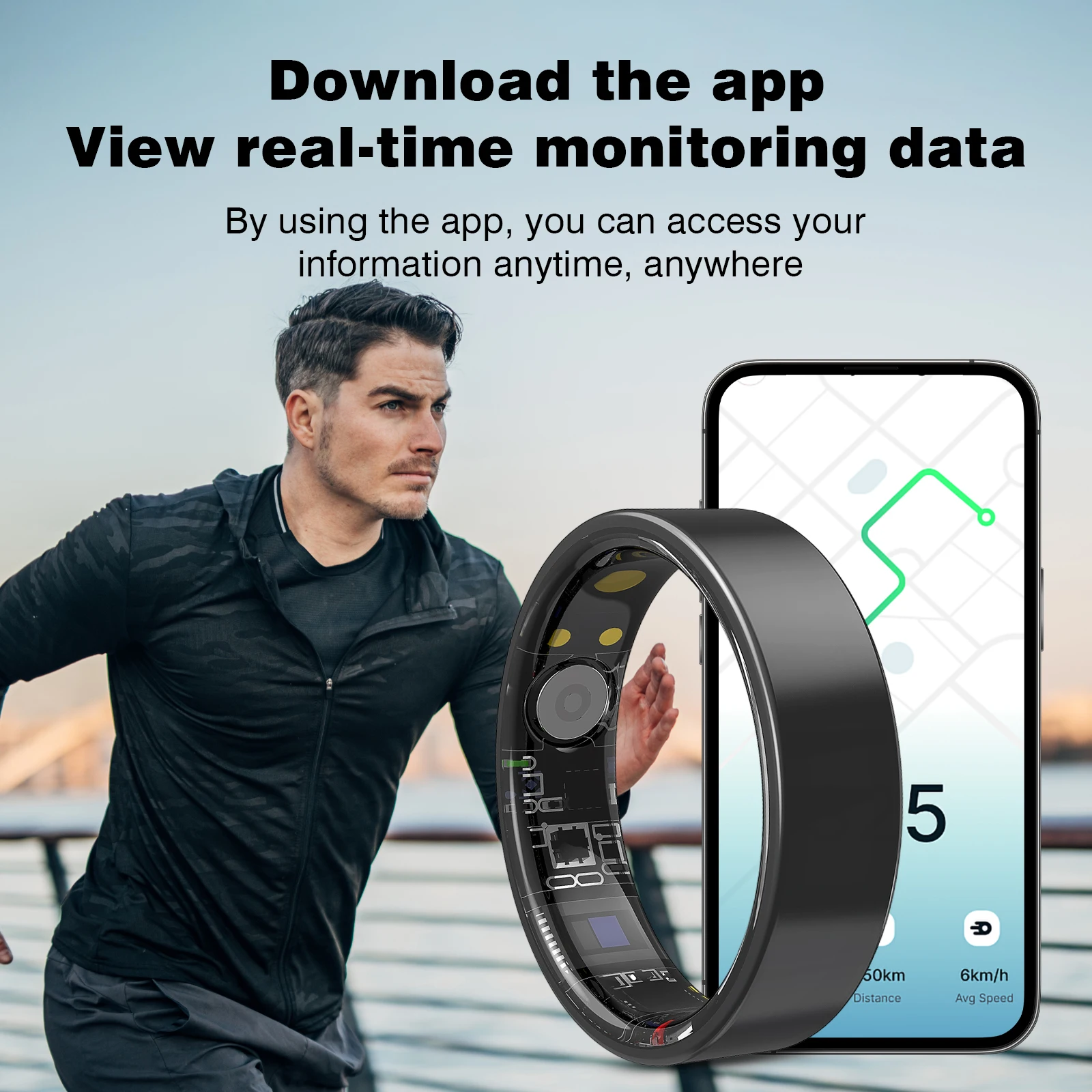Smart ring, sleep tracking, motion monitoring, compatible with iPhone and Android, smart gift, suitable for men and women