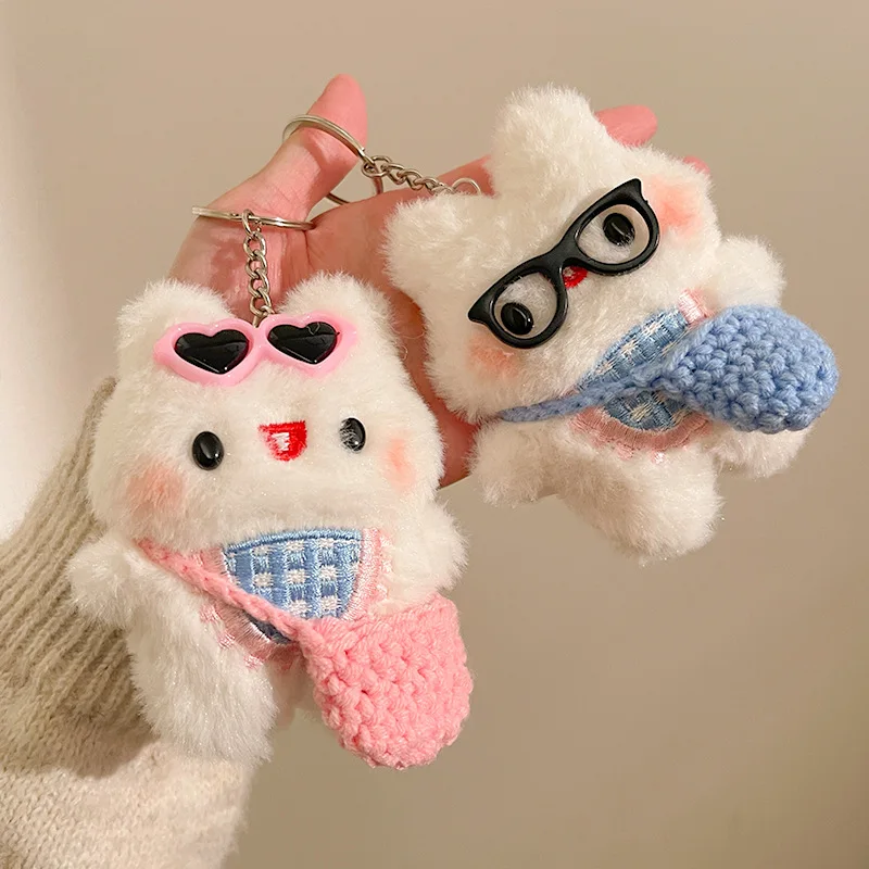 ตุ๊กตากระต่ายการ์ตูนน่ารักแบบบูติก พวงกุญแจ ของตกแต่งห้อยกระเป๋า