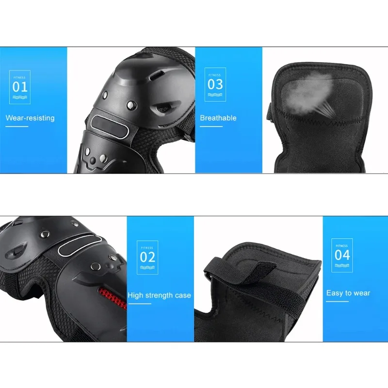 4PCS Cycle Knee Brace and Elbow Guards Bicycle MTB Bike Motorcycle Riding Knee Support Protective Pads Guards Outdoor