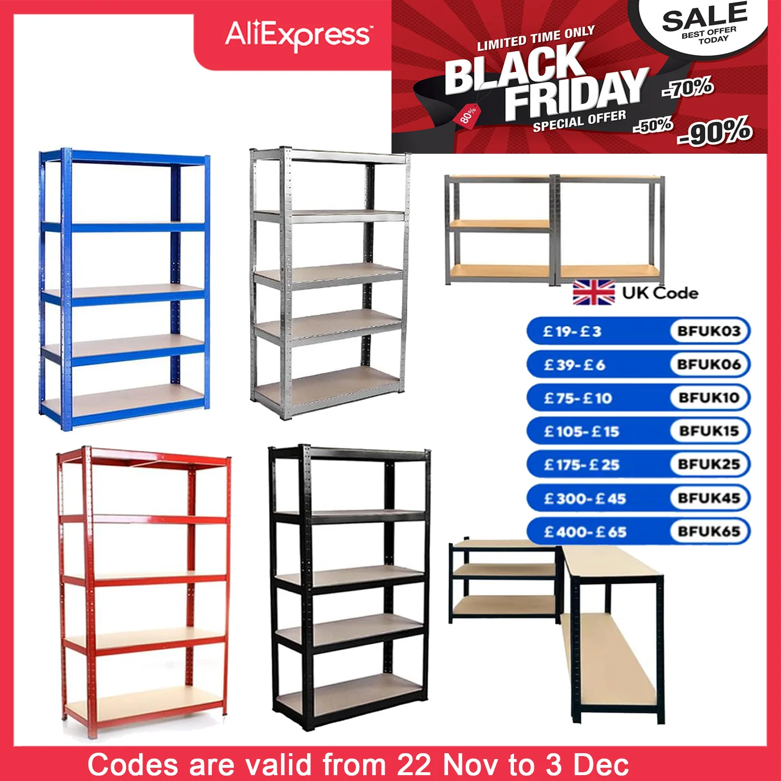 DayPlus Shelving Unit for Garage Shed Storage, 5 Tier Shelf Unit, Boltless Racking Adjustable Shelf Rack Unit Free Standing Work