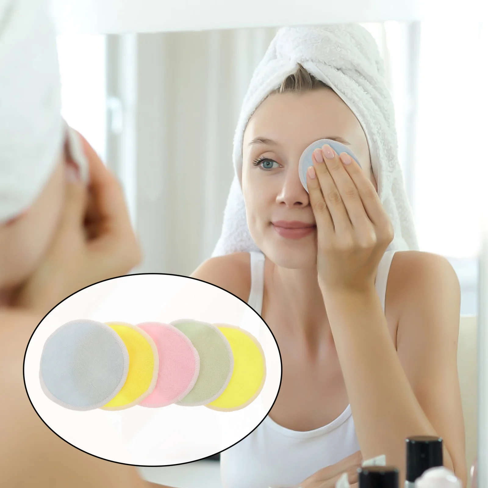 5 قطع من وسادات تنظيف الوجه القابلة لإعادة الاستخدام، آمنة لجميع أنواع البشرة، مزيل مكياج فعال وقابل للغسل #5