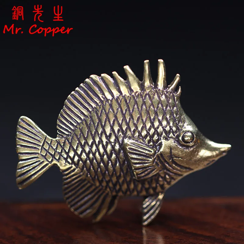 Retro Brass Ocean Clown Fish Watching Fishes Sea Animals Model Fishbowl Decoration Action Figures Education Miniatures Kids Toys