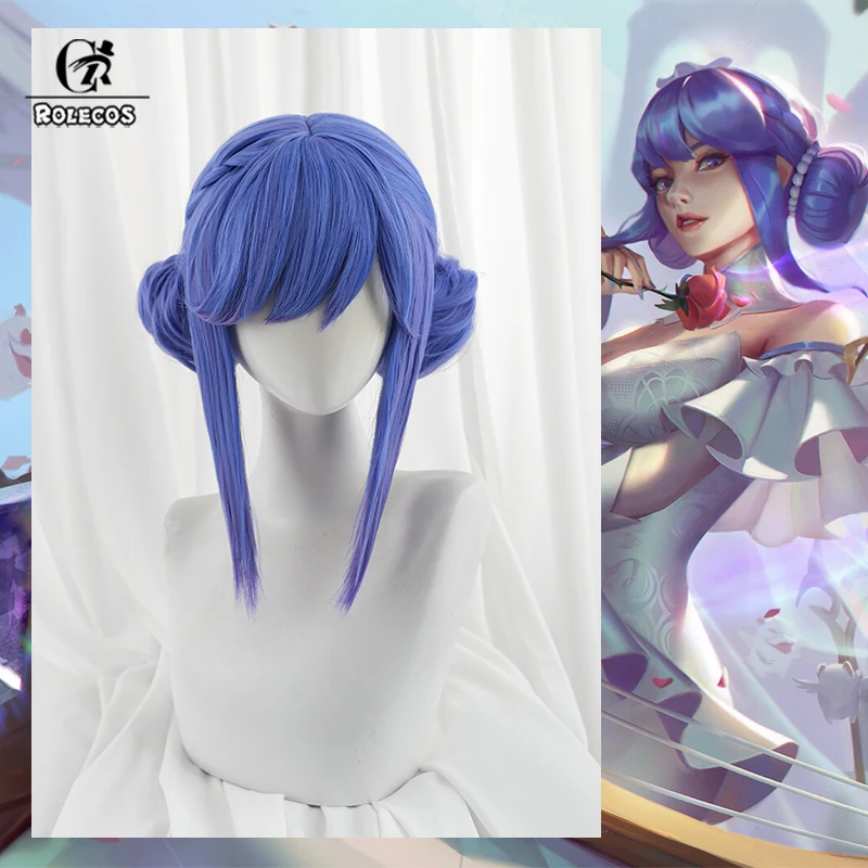 ROLECOS Game LOL Crystal Rose Sona Cosplay Wig 30cm Blue Color Women Wigs Heat Resistant Synthetic Hair