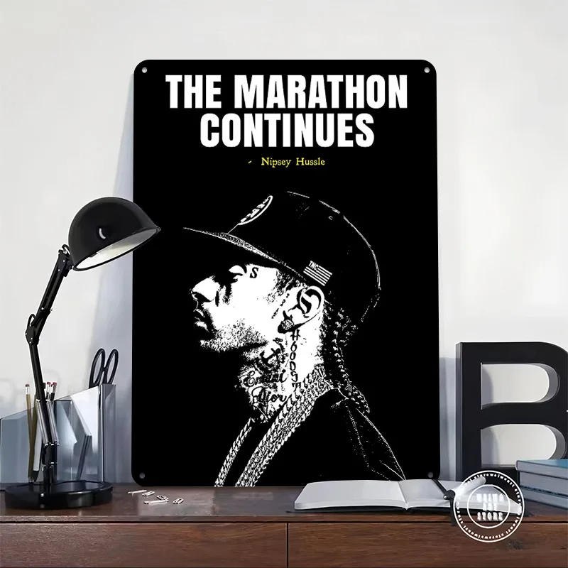 Nipsey Hussle The Marathon Continues 3D Printed Texture Poster Personalized Wall Art Retro Metal Tin Signs for Decor Room Home