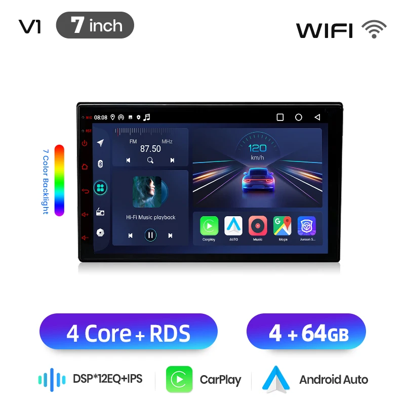 Junsun 7 9 10'' Universele CarPlay Android Auto autoradio voor VW Fiat Renault Nissan Peugeot GPS Multimedia autoradio Stereo Navigatie