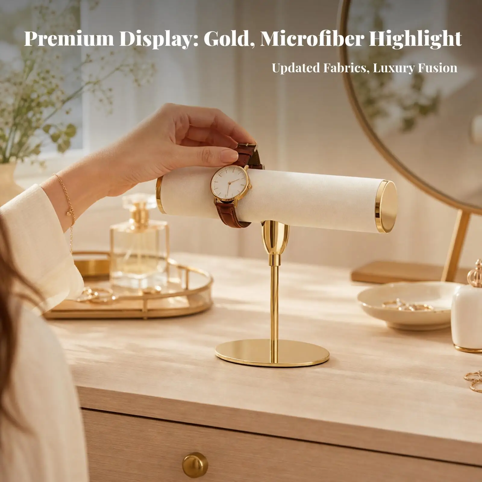 Tabletop Bracelet Display Stand | Gold-Tone Metal Support Space-Saving Footprint, Jewelry Display Stand, for Boutique Counters