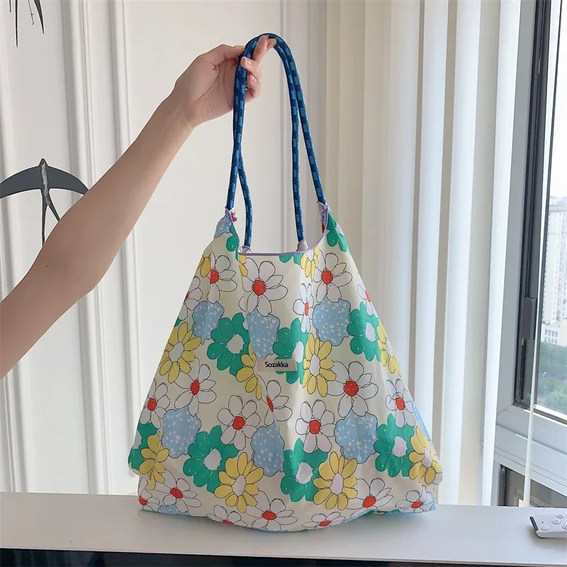 New Style Fashion Vintage Floral Cotton Fabric Shoulderbage for Women Large Casual Capacity Shopping Tote Bags Hand Bag