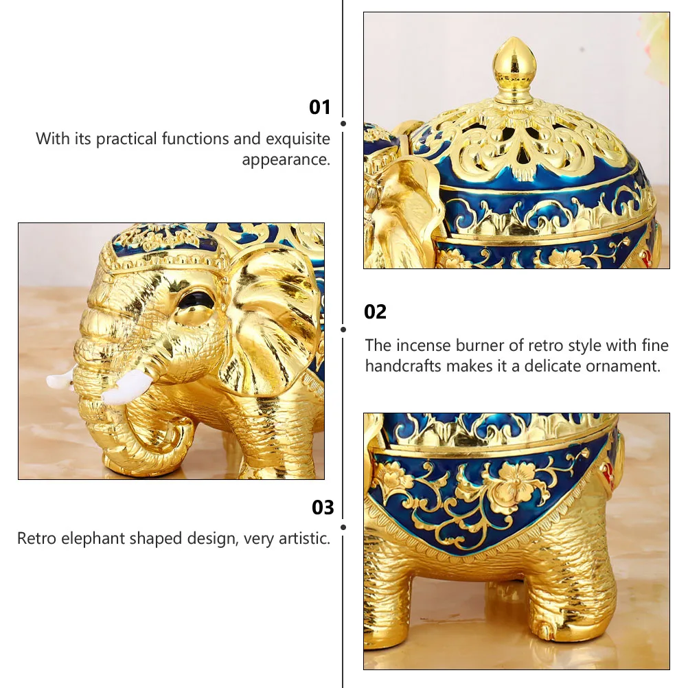 

Retro Style Censer Elephant Shaped Incense Burner Decorative Zinc Alloy Desk Home Furnishings Aromatherapy Purify