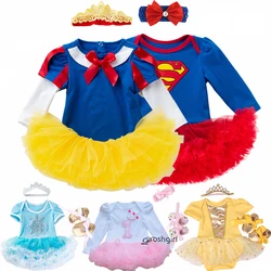 Baby girl Clothes elsa anna costume for Baby Infant Birthday Party Dress Tutus New born Jumpsuit Bebe Romper Little Girl Clothes