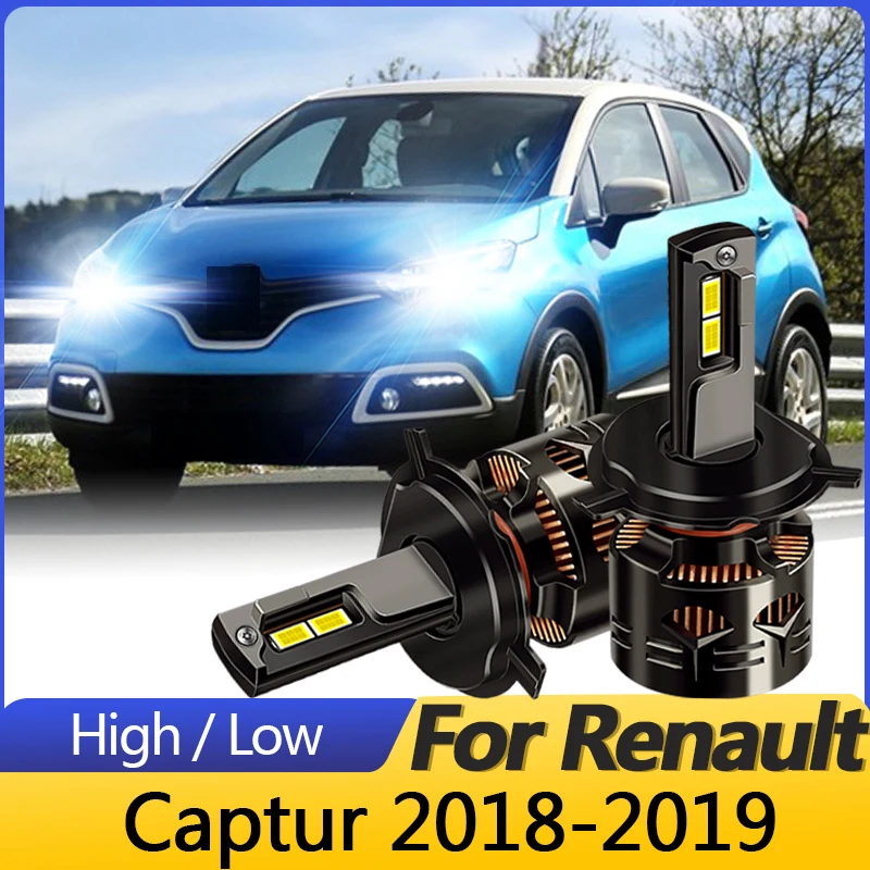 2PCS H4/9003 Canbus 100W LED Headlight Light Hi/Low Beams 100W White car lights For Renault Captur 2018-2019 30000LM Plug&Play