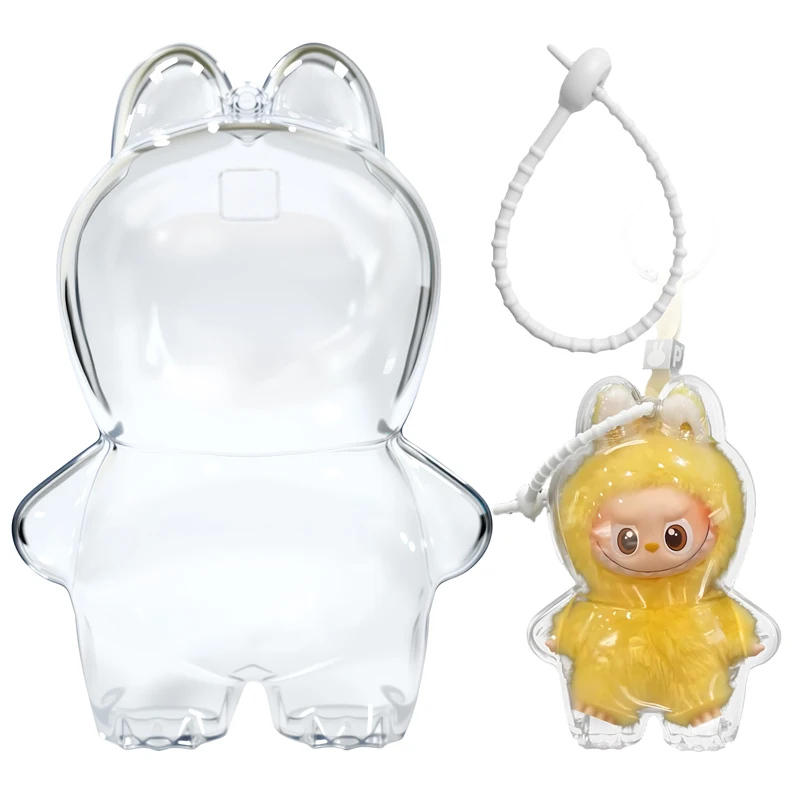 

Прозрачный защитный чехол для Labubu4.0 The Monster Pin для серии Love, милый чехол для фигурки, чехол для хранения, портативный брелок