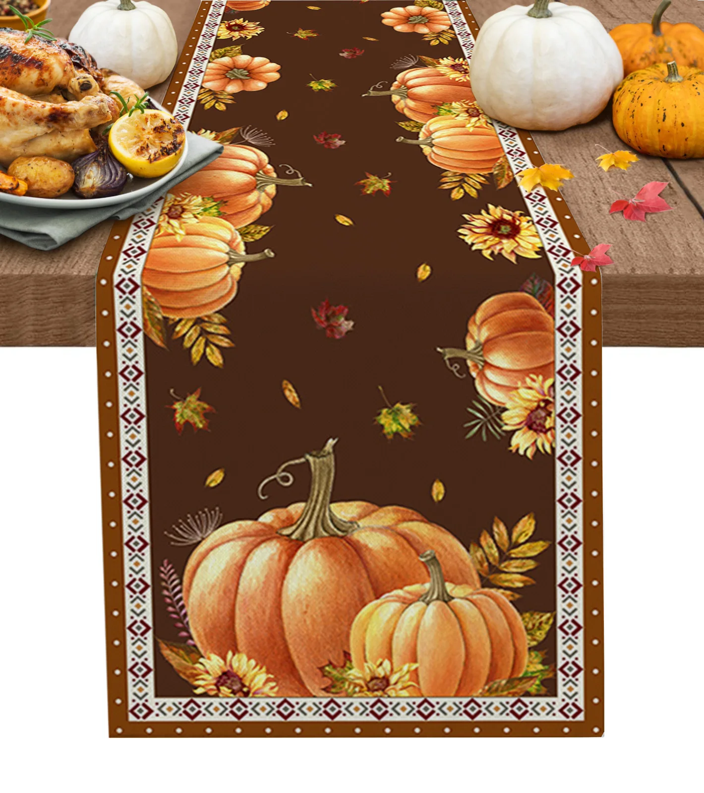 Halloween Style autunno zucca tavolo da pranzo Runner decorazioni per matrimoni tavoli in lino Runner per tavolo da pranzo tovaglia natalizia per la