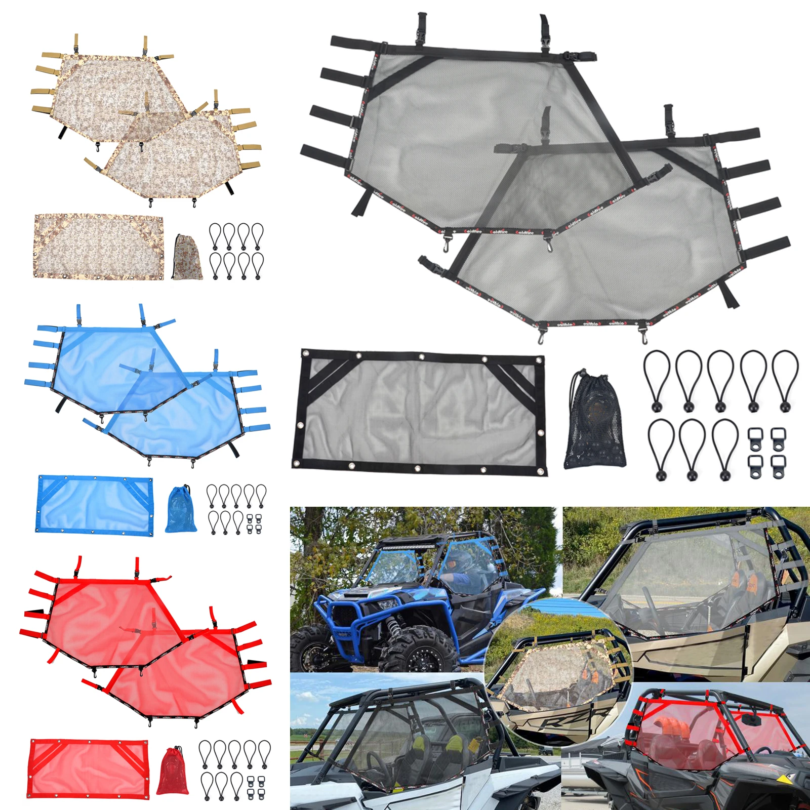 

UTV Camouflag Sunshade Net Shield Set Left Right Rear for Polaris RZR 1000 XP Turbo POLARI RZR 500 570 800 800s 900 Accessories