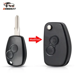 KEYYOU-carcasa de llave modificada de 2 botones para Renault, Dacia Modus, Duster, Clio, Espace, plegable, mando a distancia, funda de llavero en blanco