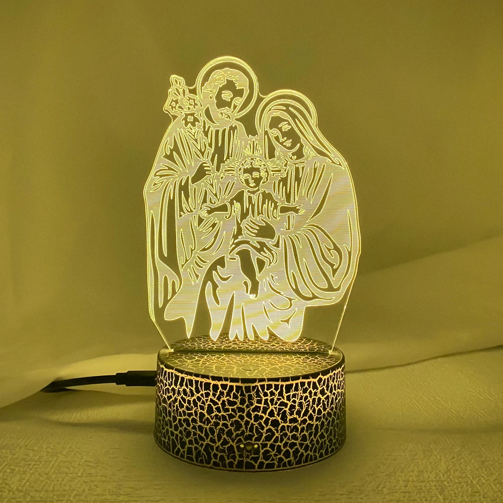 Religious Goddess Angel Jesus Saint 3D Night Light Believer Prayer Best Gift Bedroom Decoration Atmosphere Light LED