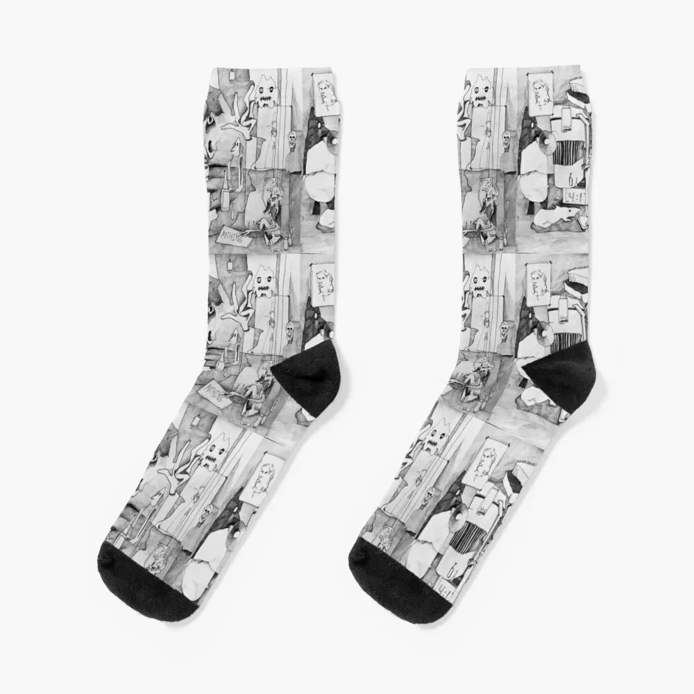 Sketchbook Drawing 2 Socks shoes kawaii designer Women Socks Men's