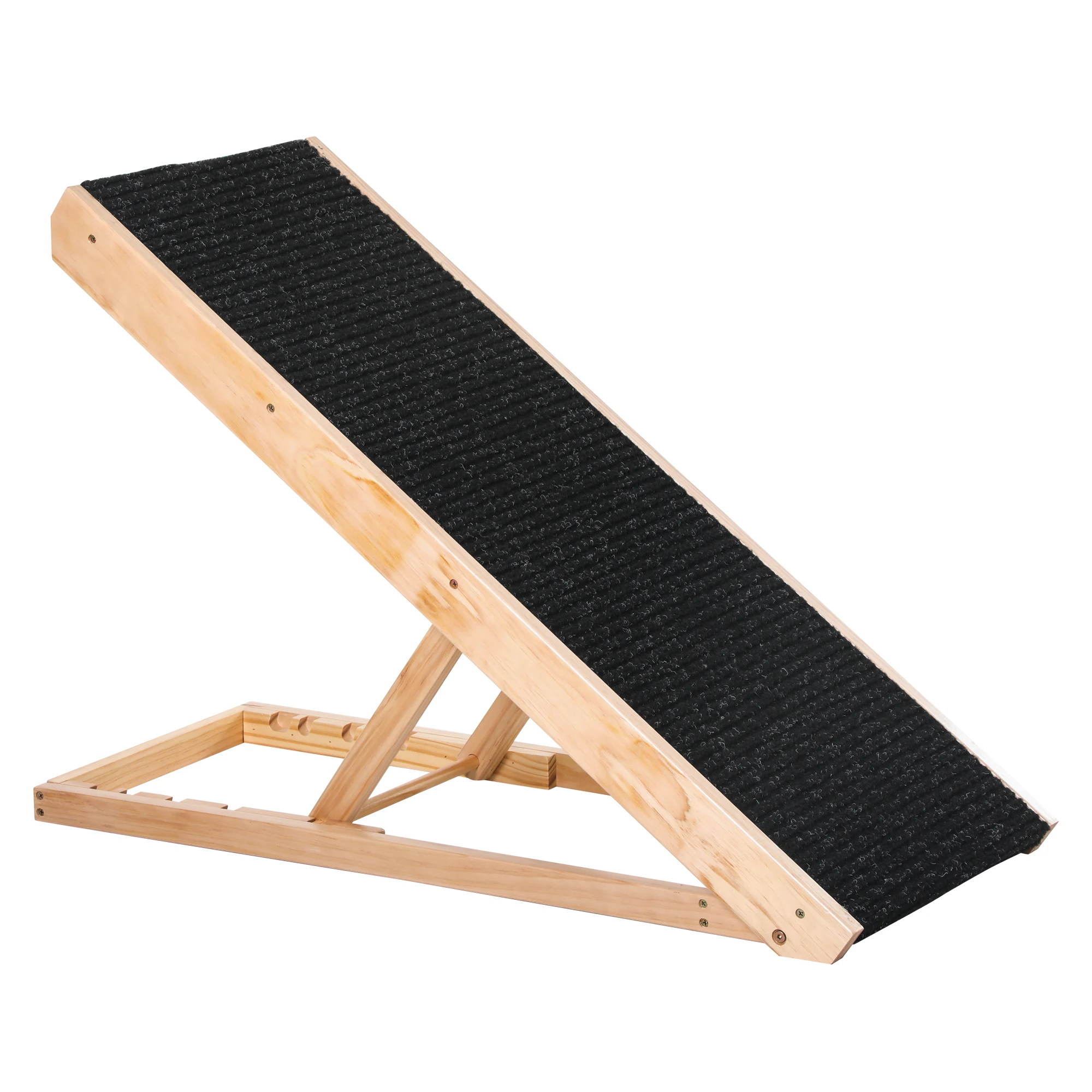 PawHut folding ramp dogs wood anti-slip height adjustable 90x40x61 cm