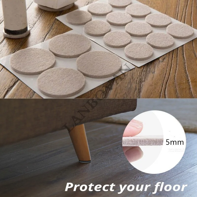 18-160 Pcs Furniture Chair Table Leg Self Adhesive Felt Wood Floor Protector Pads Floor Scratch Protector Mute Non-slip Feet