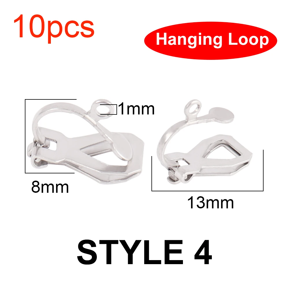 10Pcs Stainless Steel U Shape Screw Ear Clip Settings for DIY
