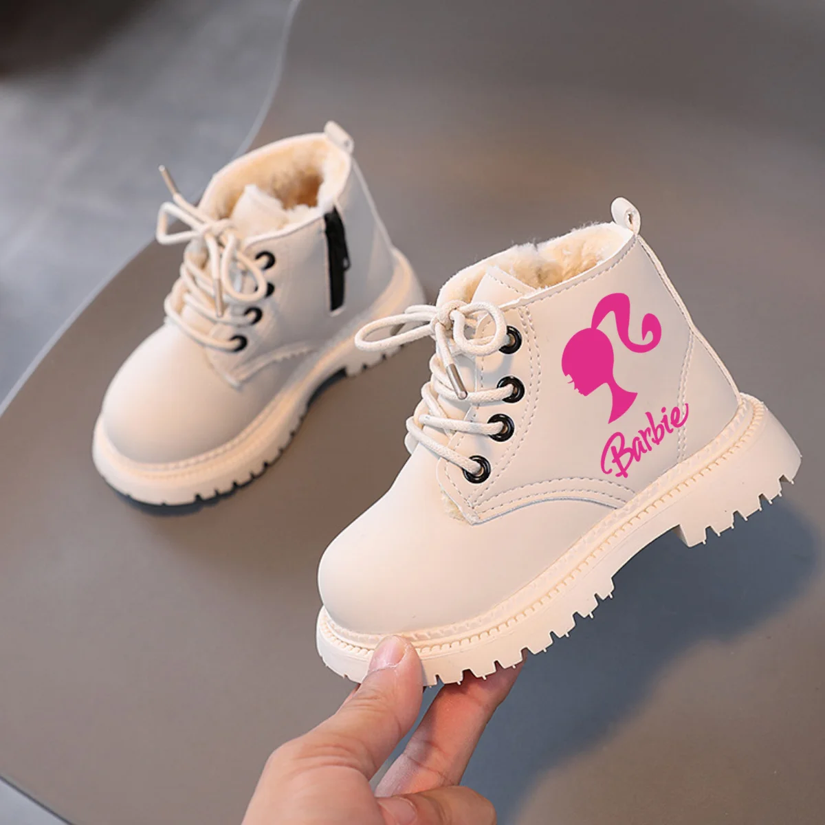 Barbie Boots Anime Barbie Shoes Kids Winter Snow Boots Children Short Boots Girls Casual Shoes New Baby Warm Tennis Shoes