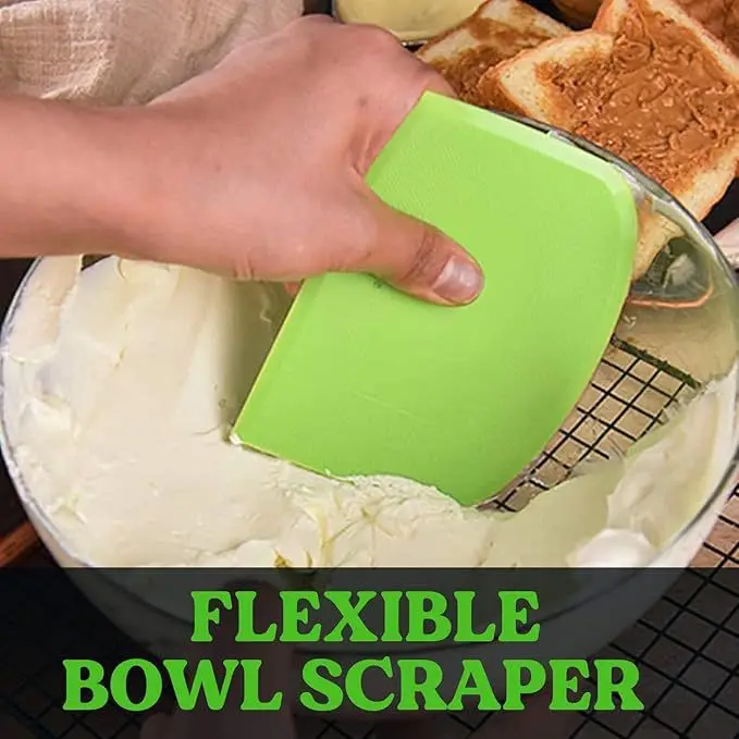 Food Grade Plastic Half Moon Dough Scraper, Multifunctional Bowl Scraper for Baking