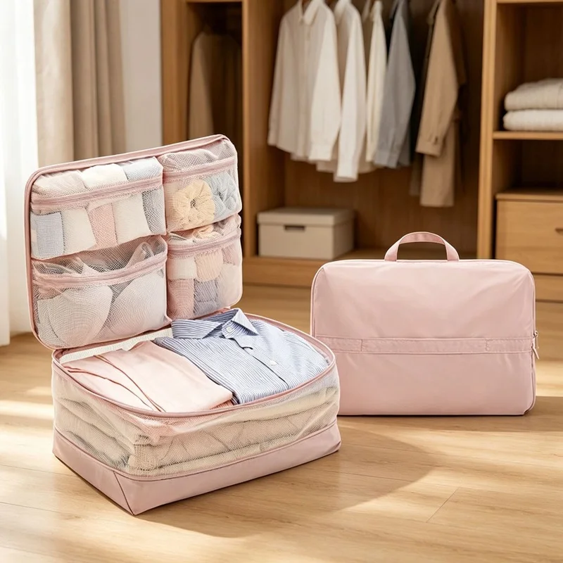 5-in-1-Kleidungs-Kompressions-Organizer-Tasche, große Kapazität, Daunenjacken-Aufbewahrungstasche, faltbare Gepäck-Organizer-Reisetasche – Detail 2