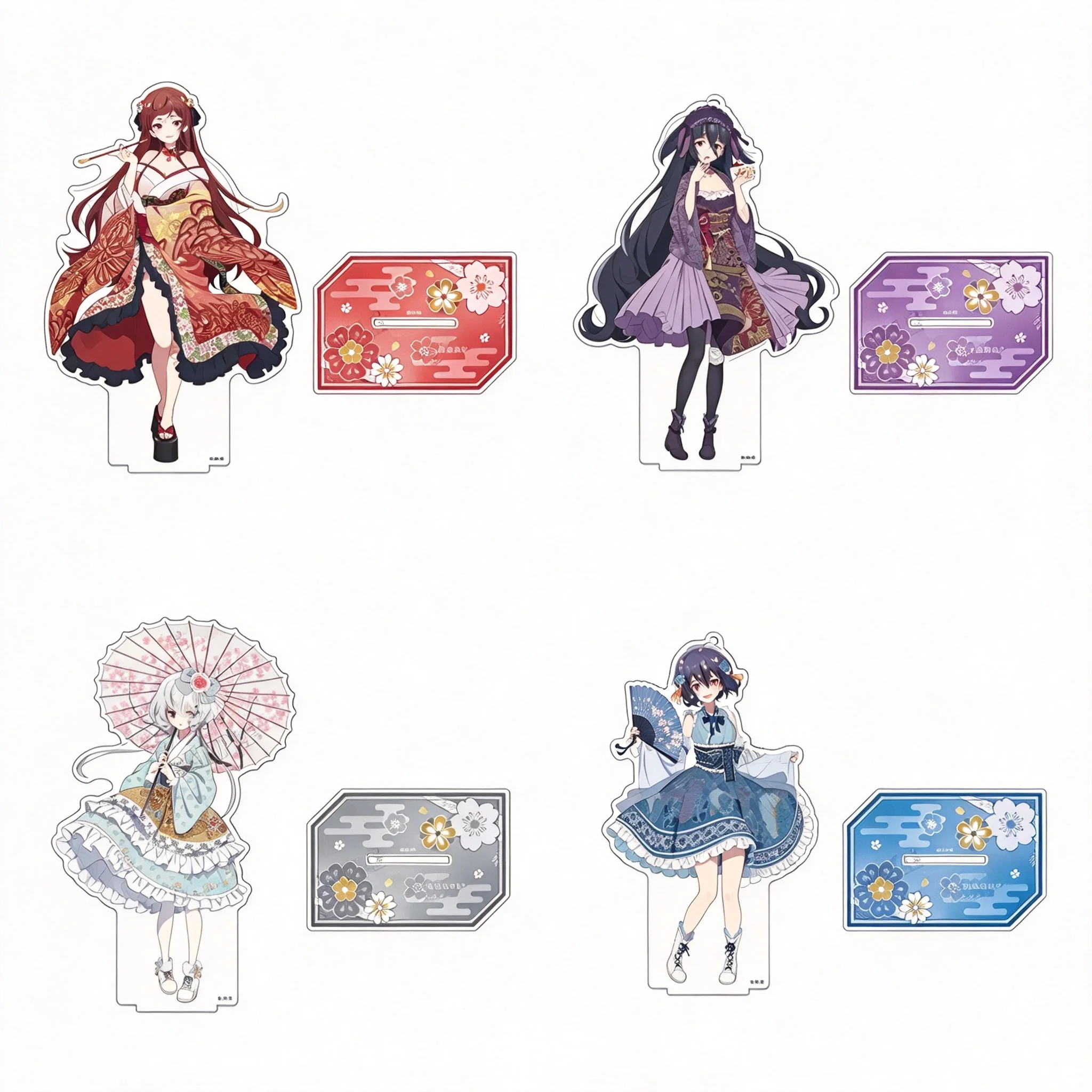Anime Zombie Land Saga Revenge Kimono Style Yugiri Sakura Minamoto Acrylic Stand Model Plate Keychains Desk Decorations