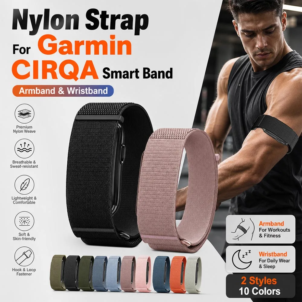 Premium Nylon Woven Biceps for Cirqa Garmin Armband Fitness Tracker Light Replacement Arm/Wristband for Garmin Cirqa Accessory