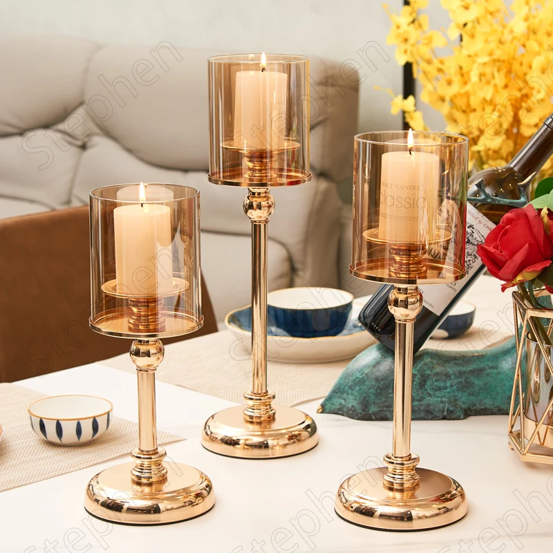 Light Luxury Romance Alloy Candle Holder Nordic Modern Restaurant Hotel Wedding Decoration Table Centerpieces Dining Table Decor