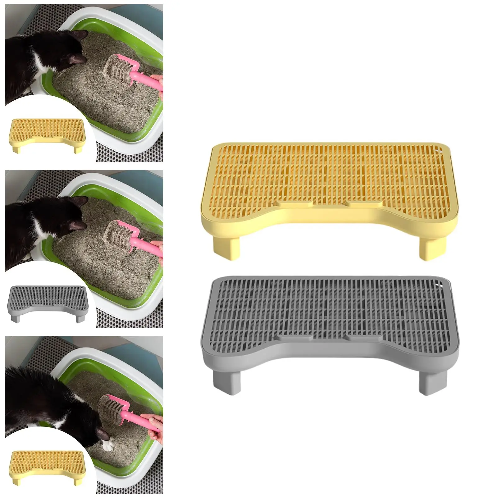 

Cat Litter Pad Scatter Case Mat Spacious Detachable Footboard Washable for Cat House Plastic and Indoor Use