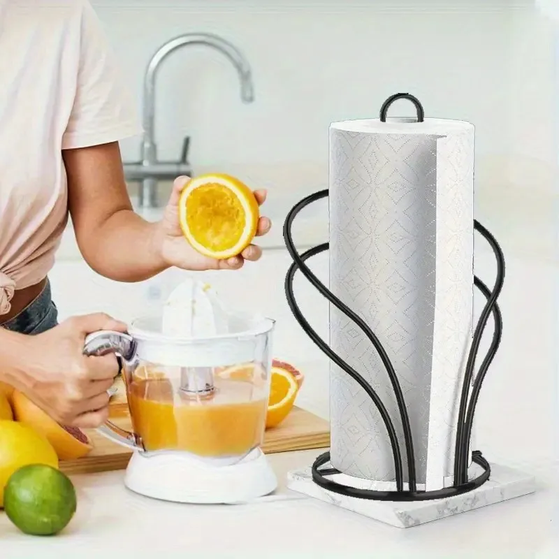 

Elegant Black/Gold Metal Countertop Paper Towel Holder with Reinforced Base Ideal for Kitchen & Bathroom Kitchen Organization