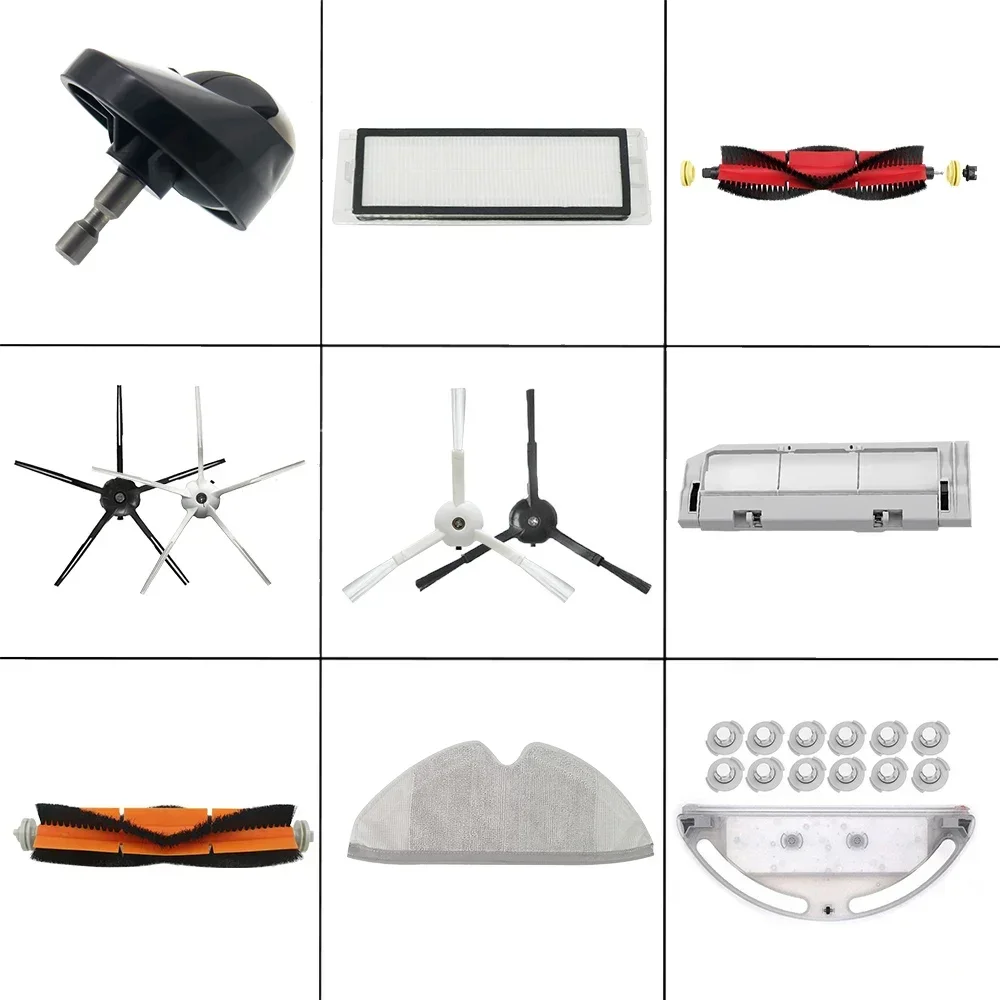 Suitable for Roborock S5 S6 Max Pure S60 S65 S50 E25 E4 Robot Vacuum, Main Side Brush HEPA Filter Mop Spare Parts Kit