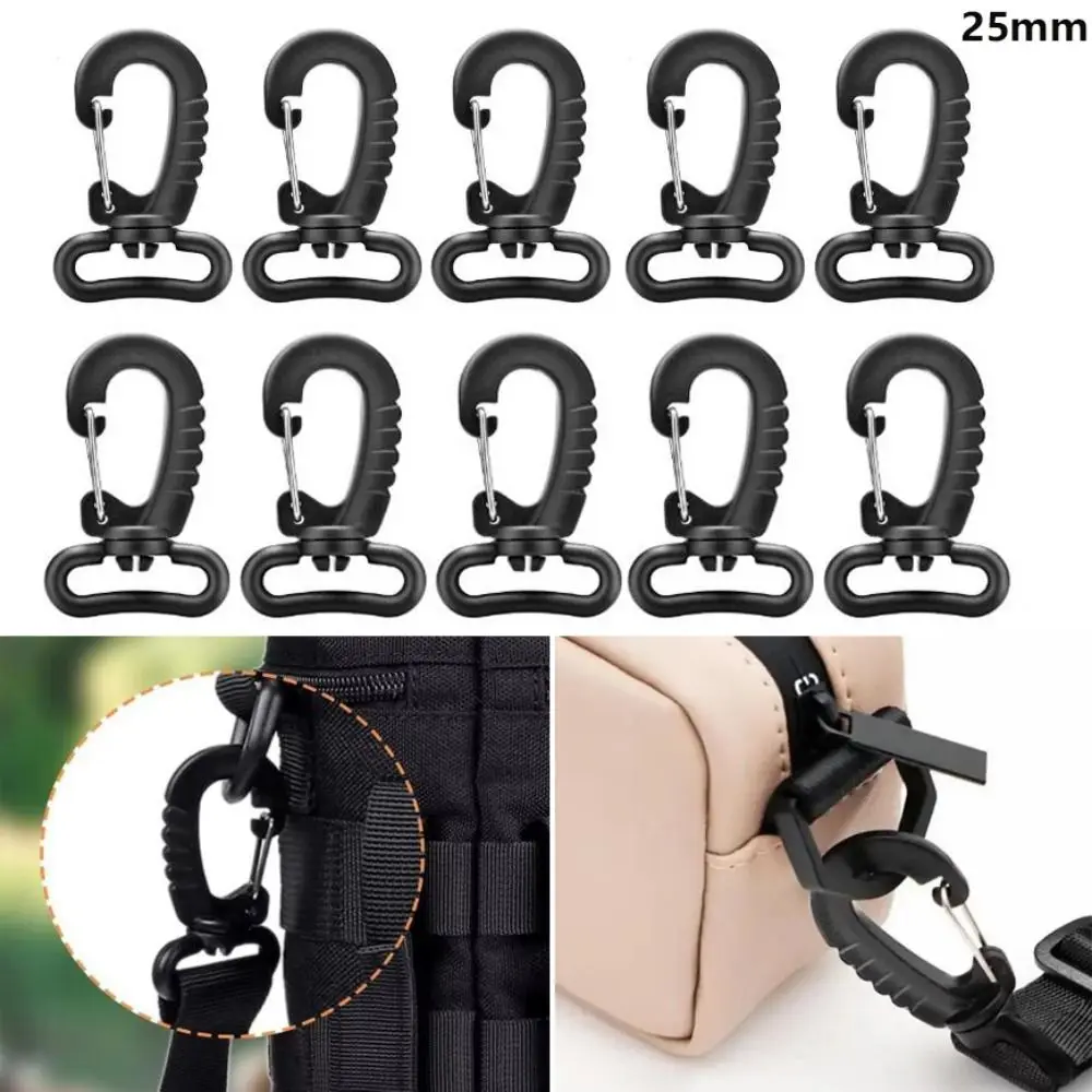 5/10pcs Plastic Swivel Snap Hook 25mm Black Rotating Hook Buckle Outdoor Sports Backpack Bag Buckles