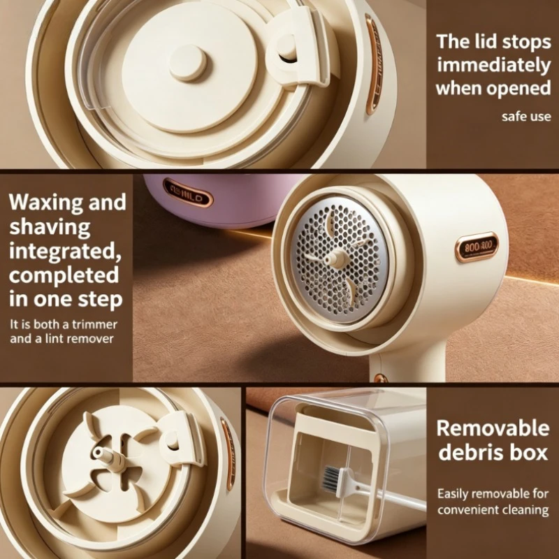 Vintage Style Fabric Shaver Upgraded 6-Leaf Blades 6X Strong Suction Wide Cutting Panel Rechargeable Clothes Lint Remover